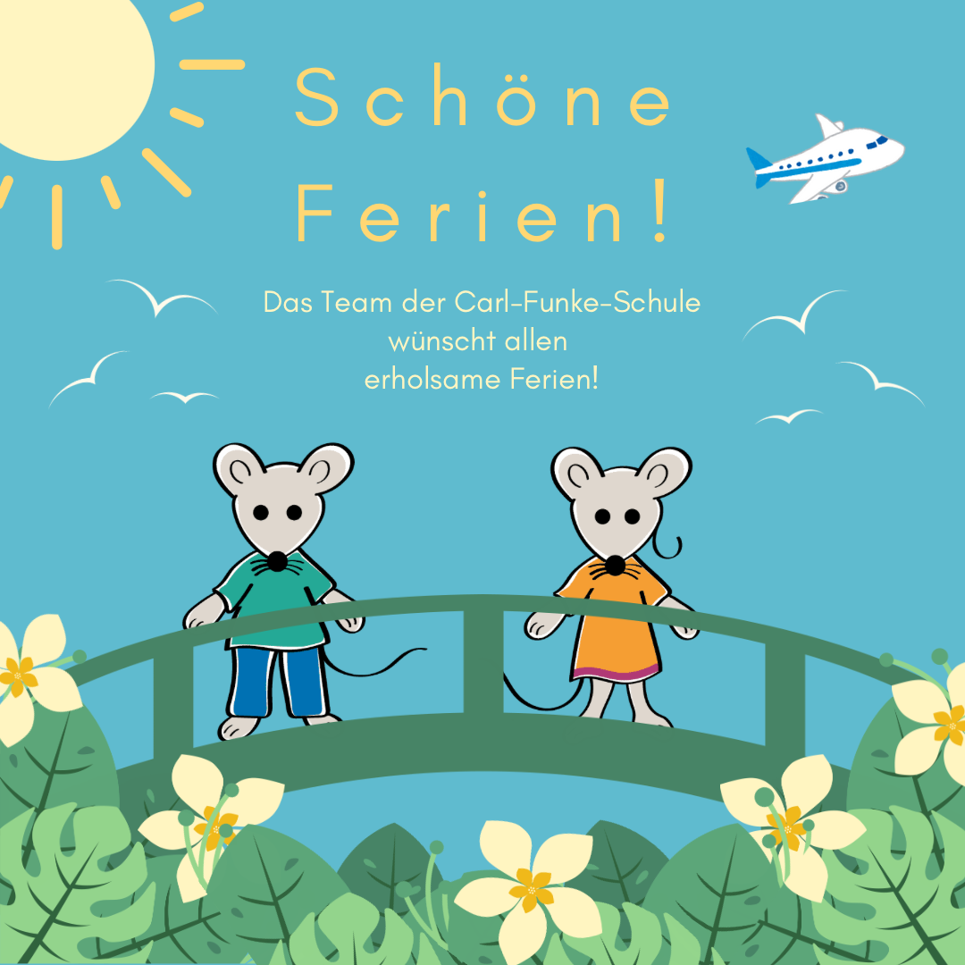 Blaugrün und Gelb Illustrativ Sommerferien von Schule