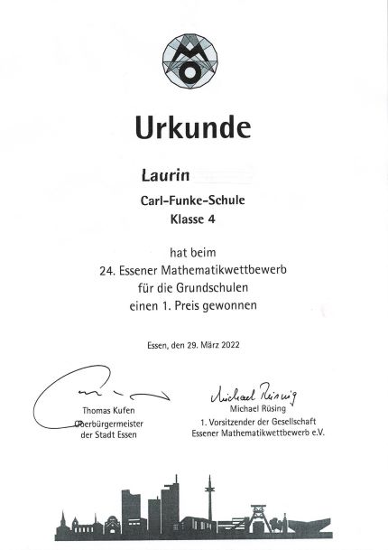 Urkunde Laurin klein